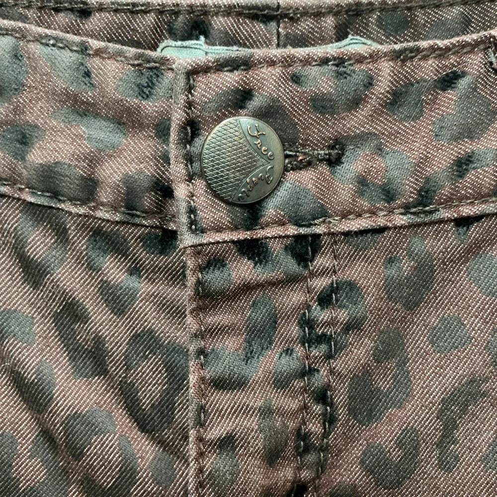 Free People Skinny Jeans 29 Brown Leopard Print Low Rise Animal Pattern Pockets